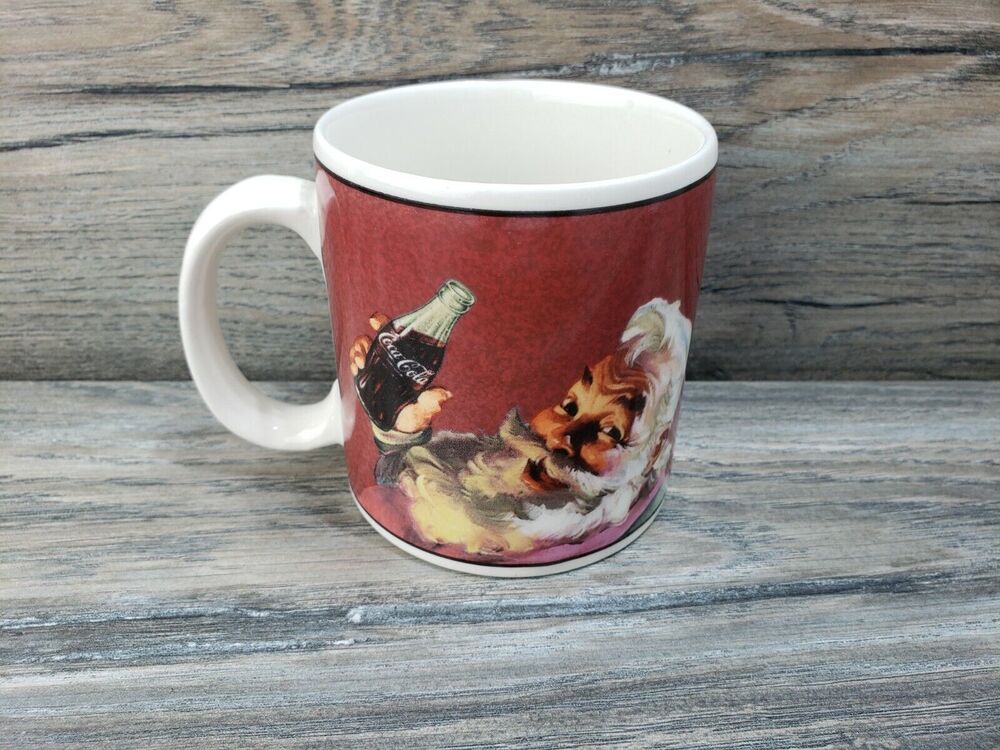 Sakura Coca Cola Santa Smiles Red Stoneware Coffee Mug Christmas Santa Red